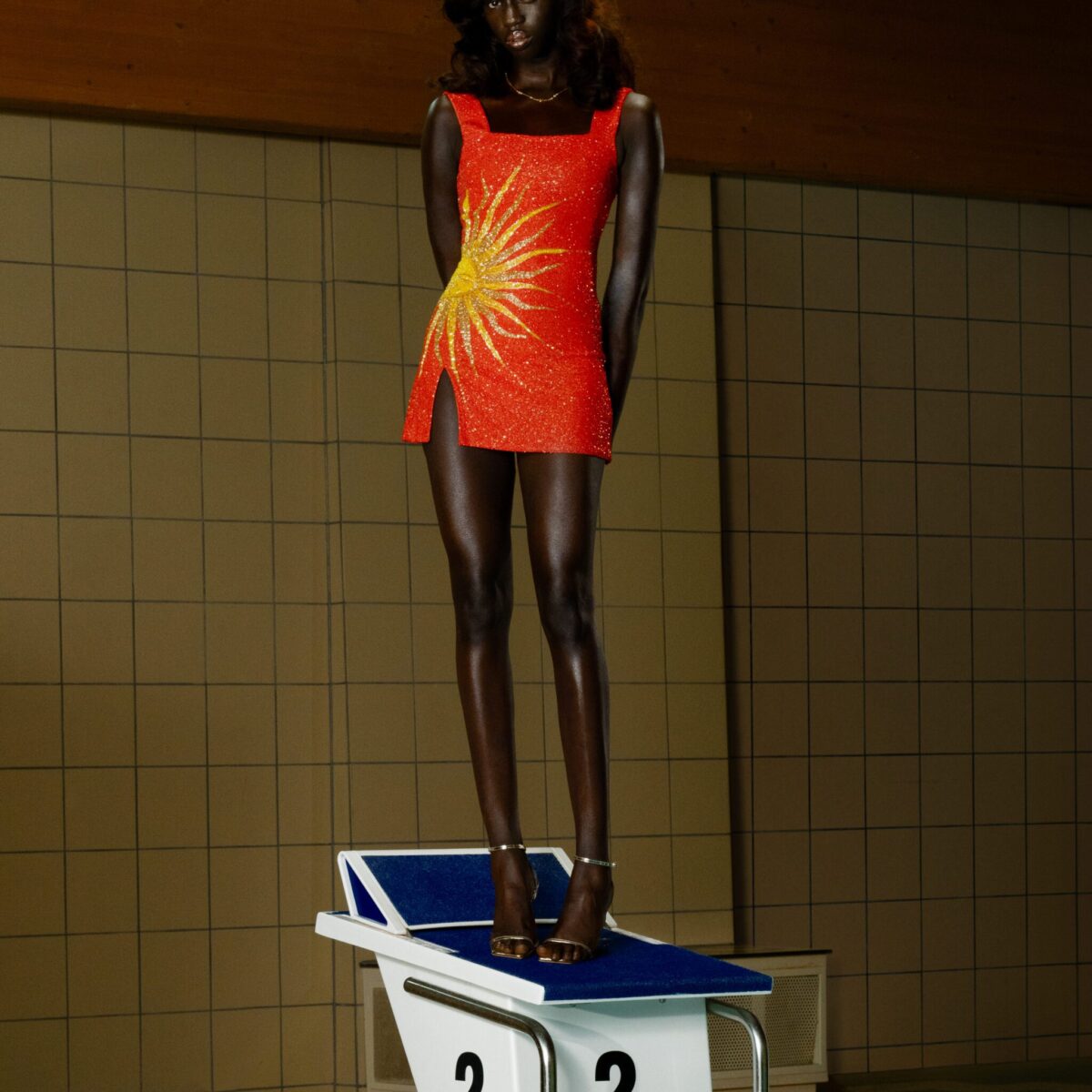 Red dress with sunshine