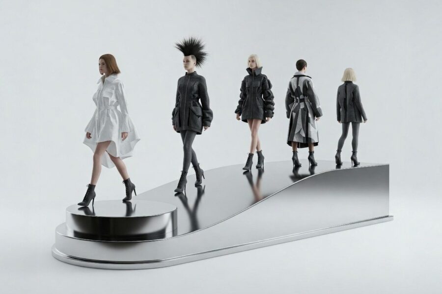 Conceptual fashion design with sculptural high fashion concept