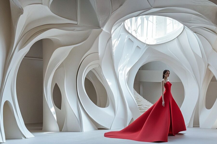 Building-inspired fashion with sharp lines and geometric forms