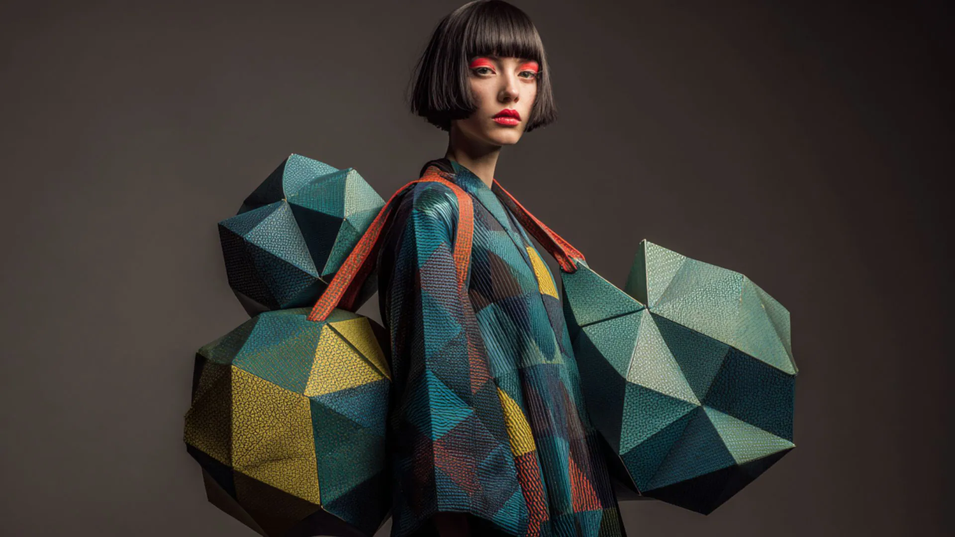 Luxury geometric handbag with bold angular shapes 2025
