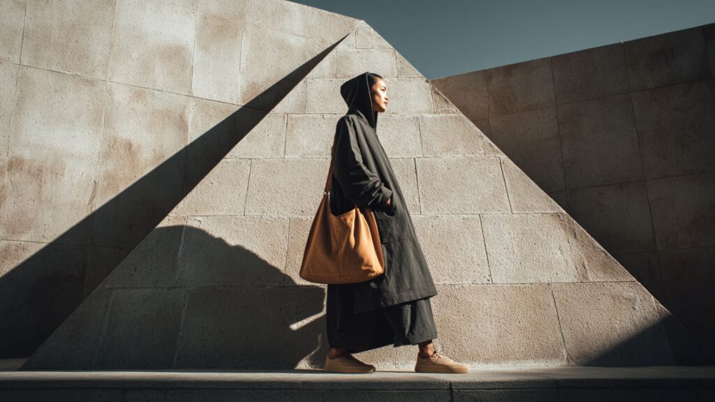 Designer pyramid bag with unique shape and bold details