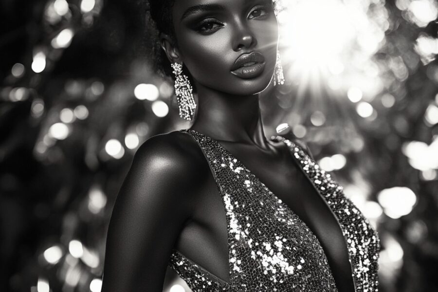 Beautiful sparkly dress in colorful outfit