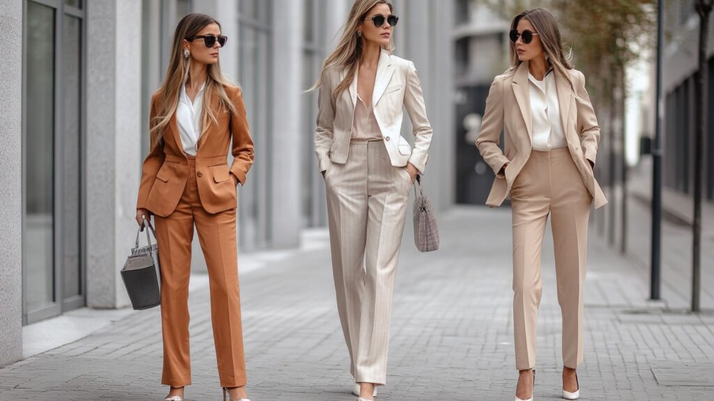 Women’s blazer and wide-leg pants outfit for office chic
