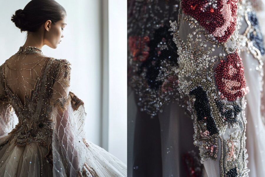 Luxury handbags styled with fashion dresses