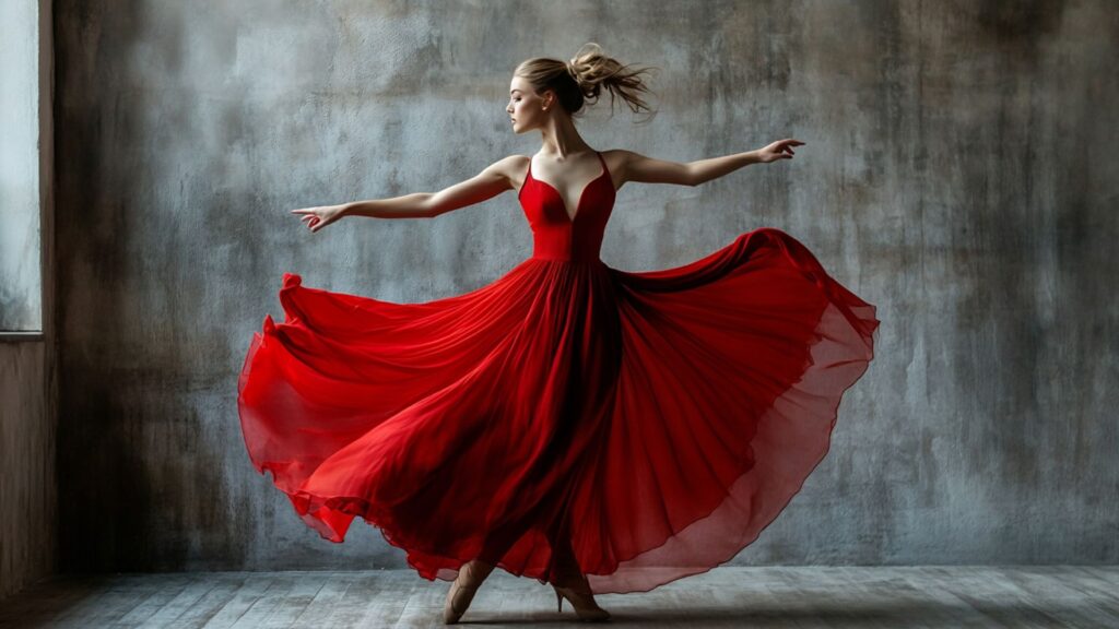 Stylish short dance dress displayed on mannequin for dance events